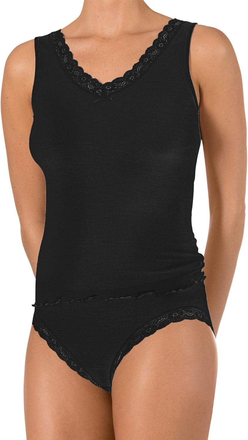 Nina von C. Wool Silk Achselhemd, Damen Unterhemd 36 Schwarz, 36 Schwarz