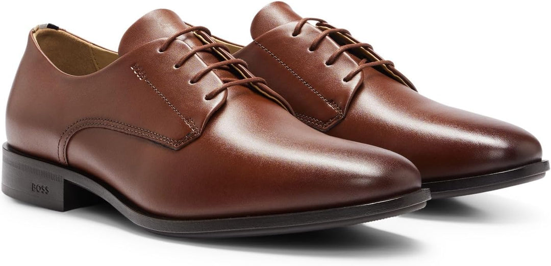 BOSS Herren Colby Derb Leder-Derbys mit Logo-Prägung Grösse 39.5 EU Braun, 39.5 EU Braun