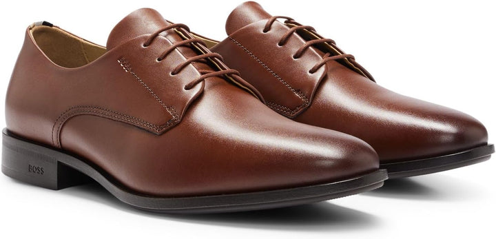BOSS Herren Colby Derb Leder-Derbys mit Logo-Prägung Grösse 39.5 EU Braun, 39.5 EU Braun