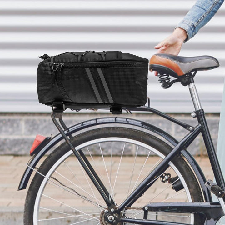 Cabilock wasserdichte Fahrradtasche aus Pu Leder Grosse Satteltasche für Gepäckträger Wiederverwendb