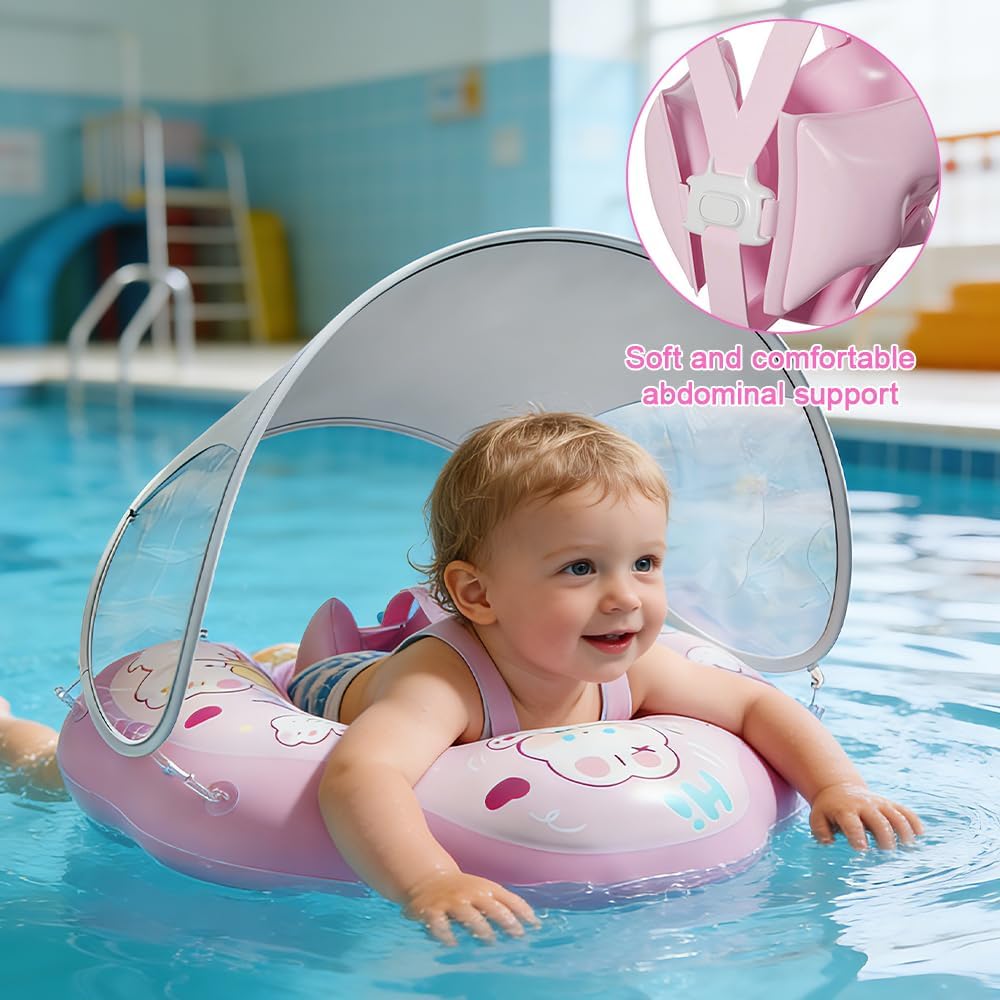 Mineup Baby Schwimmring mit Sonnendach, UPF50+ Baby Float, Schwimmhilfe Mit Sicherheitssitz, Schwimm
