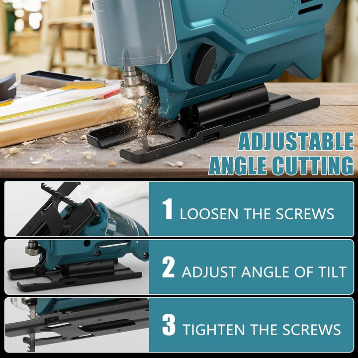 Stichsäge Kompatibel mit Makita 18V Akkus, Bürstenlose Pendelhub Stichsäge, 26 mm Hubhöhe 45° Schräg