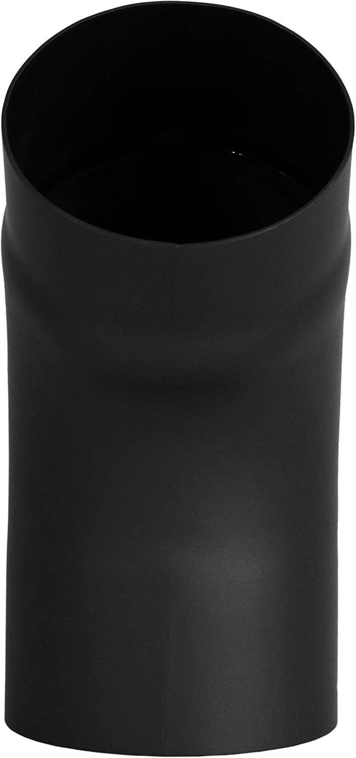 LANZZAS Ofenrohr Bogen 45° Grad gezogen, im Durchmesser, DN Ø 150 mm, Farbe: schwarz-metallic - weit