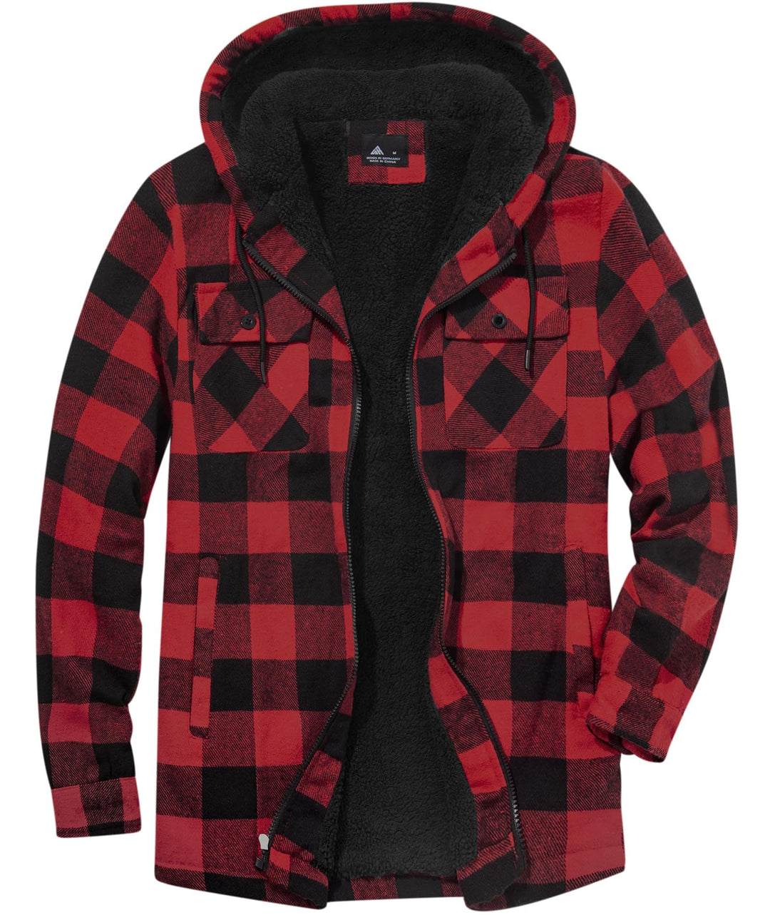 JACKETOWN Herren Fleecejacke Flanell Hemdjacke mit Kapuze Übergangsjacke Warm Gefüttert Kariertes Ho