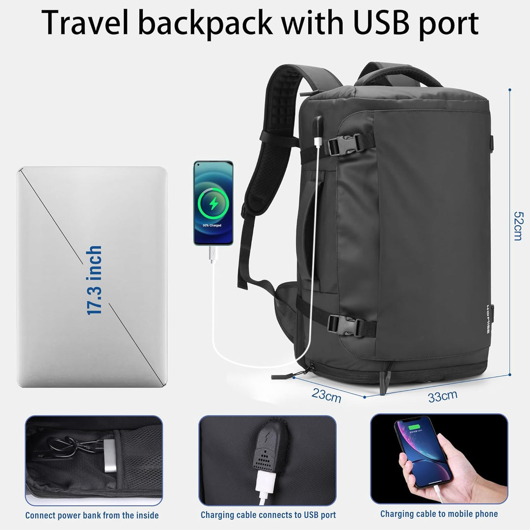 HOMIEE Reiserucksack 40L Grosser Rucksack Herren Wasserdicht 15.6-17.3 Zoll Laptoprucksack Handgepäc
