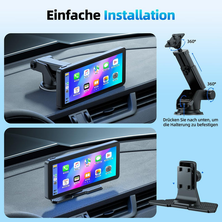 LAMTTO Wireless CarPlay Android Auto Display 6,86 Zoll Touchscreen Car Play mit Mirror Link Live-Nav