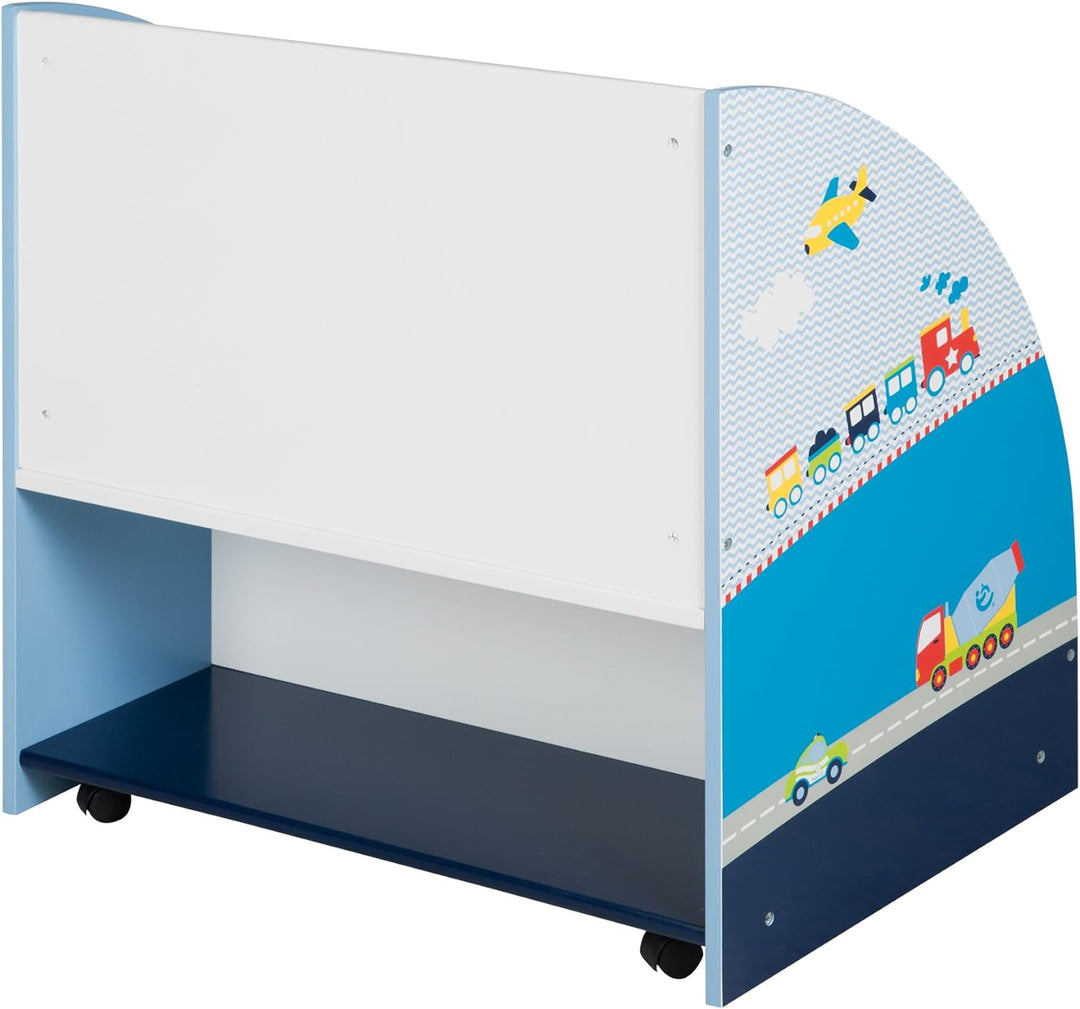roba Kinder Regal 'Rennfahrer', Spielzeug- & Bücher-Regal fürs Kinderzimmer, Spielregal fahrbar & dr