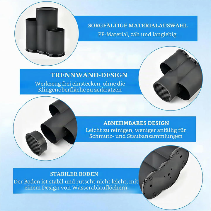 3 in 1 Universal Unbestückte Messerblock, Multifunktional Runder Messerblockhalter Aufbewahrung Stän
