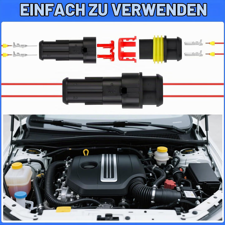731 Stück Crimpzange Wasserdicht Kfz Stecker Set, Crimpzange(0.5-2.5mm²), mit 1/2/3/4 Pin Kabelsteck