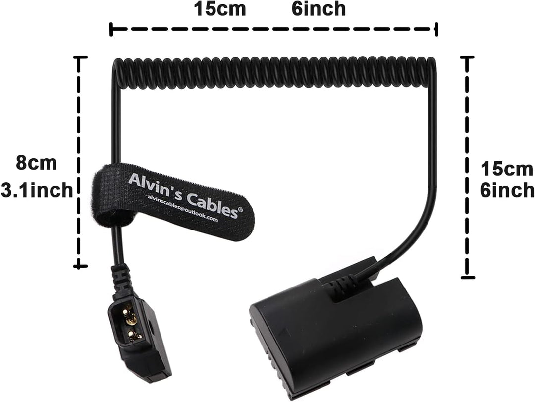 Alvin's Cables Lanparte LP E6 Dummy Akku für D-Tap Spiral Kabel für Canon 5D Mark II 7D 60D