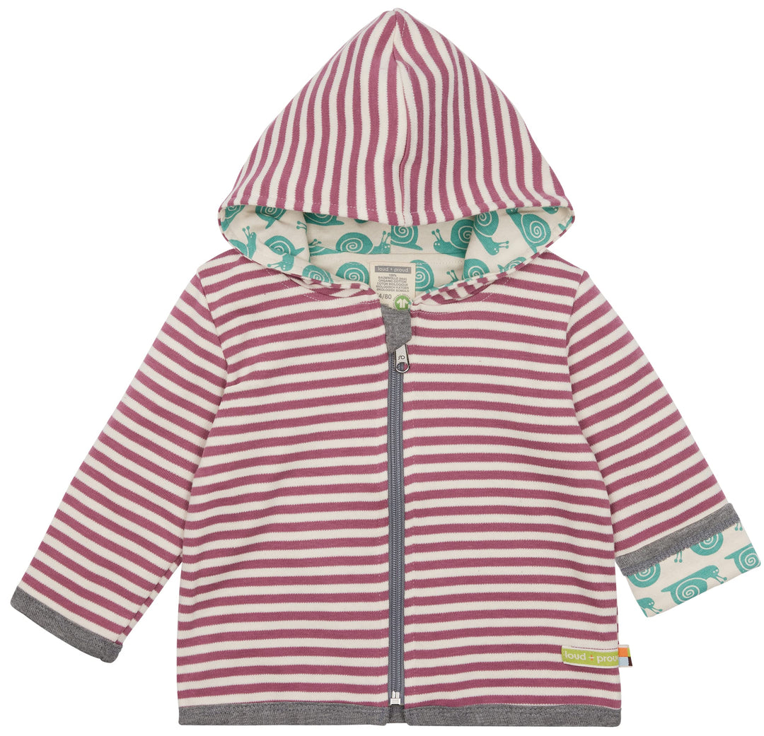 loud + proud Unisex Baby Ringel, GOTS Zertifiziert Wendejacke 50-56 Grape, 50-56 Grape
