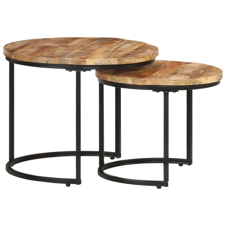 vidaXL Raues Mangoholz Satztisch 2-TLG. Couchtisch Beistelltisch Wohnzimmertisch Kaffeetisch Sofatis
