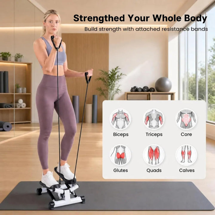 KOMFOTTEU Mini-Stepper mit Widerstandbändern für Zuhause &amp; Büro