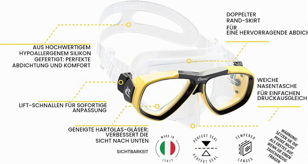 Cressi Focus - Schnorchelmaske, Einstellbar Schnorchelset Erwachsene, Taucherbrille Kinder und Tauch