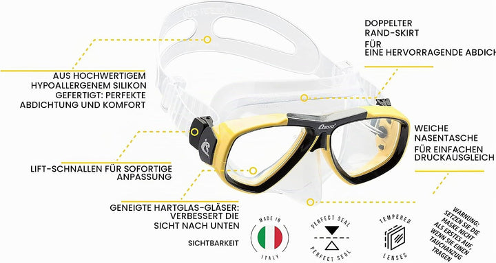 Cressi Focus - Schnorchelmaske, Einstellbar Schnorchelset Erwachsene, Taucherbrille Kinder und Tauch