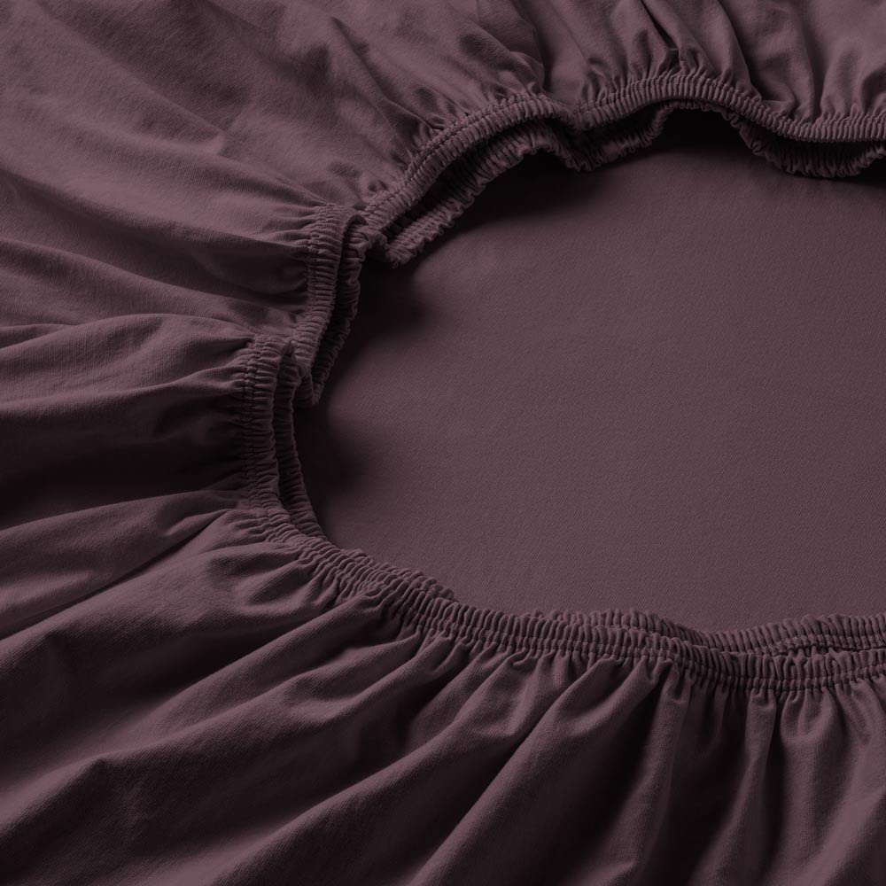 ESTELLA Topper-Spannbetttuch Zwirnjersey | Aubergine | 100x200 cm | passend für Topperhöhen von 7-10