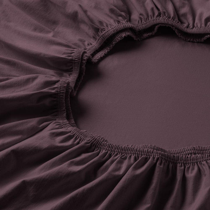 ESTELLA Topper-Spannbetttuch Zwirnjersey | Aubergine | 100x200 cm | passend für Topperhöhen von 7-10