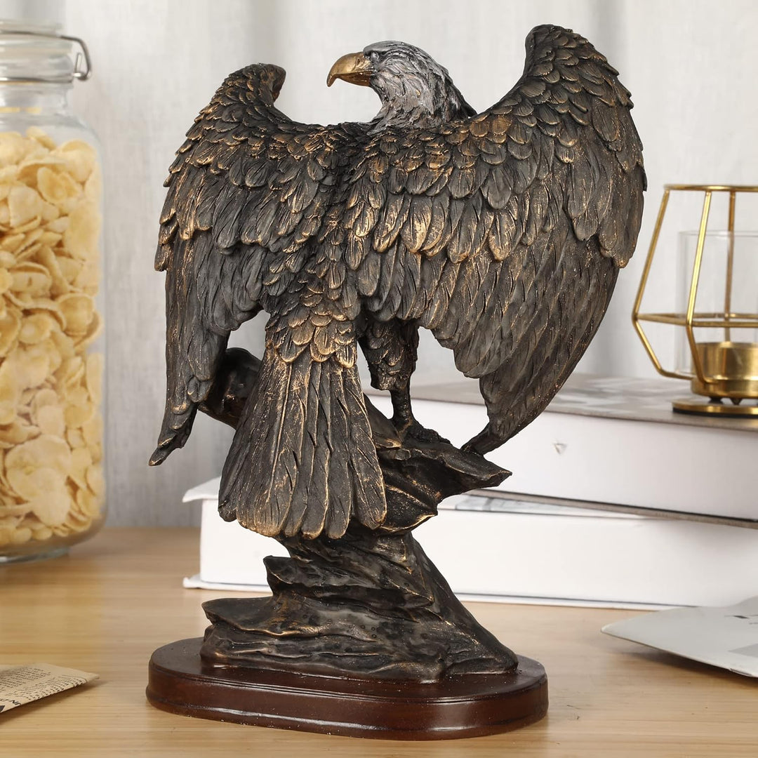 H&W 26cm H Patriotischer Adler Statue,Sandstein Harz Skulpturen für Männer,Wildvogel Adler Figuren,A