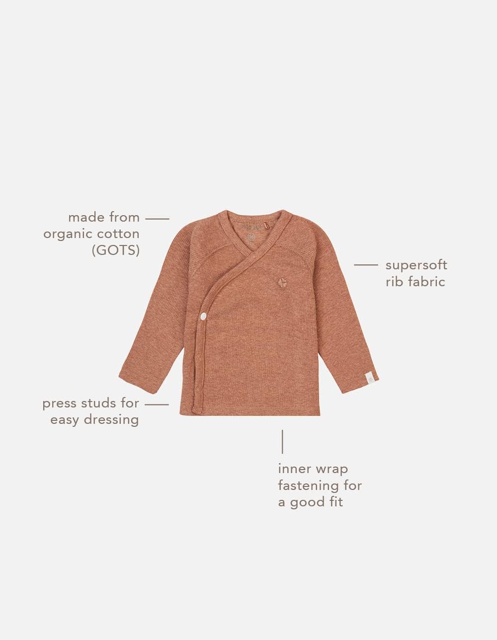 Noppies Unisex Baby U Tee Overlap Ls Rib Nanyuki T-Shirt, Cafe Au Lait Melange - N090