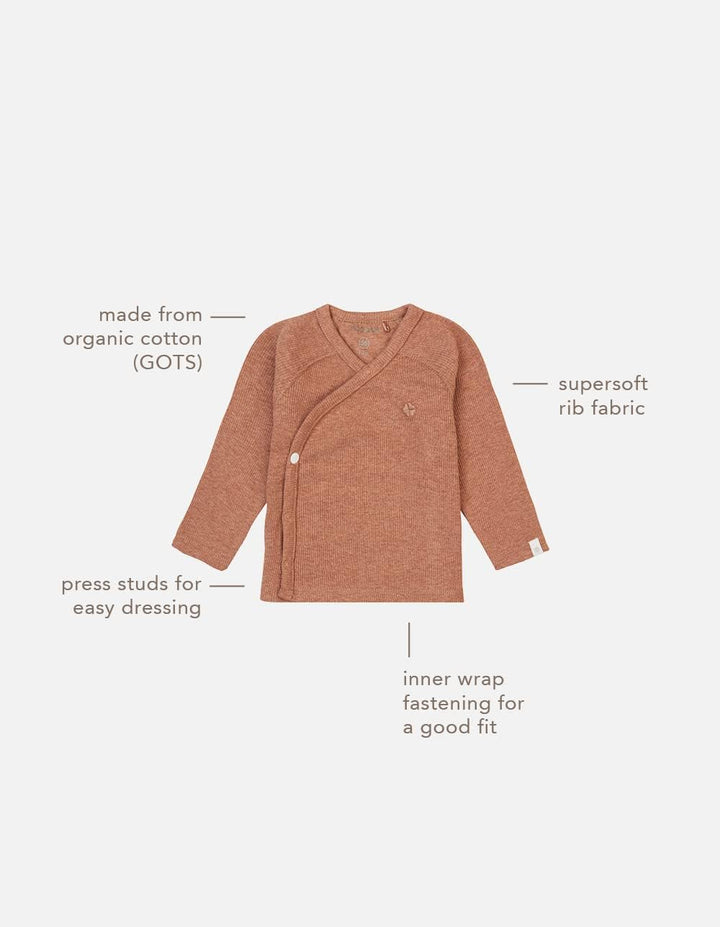 Noppies Unisex Baby U Tee Overlap Ls Rib Nanyuki T-Shirt, Cafe Au Lait Melange - N090