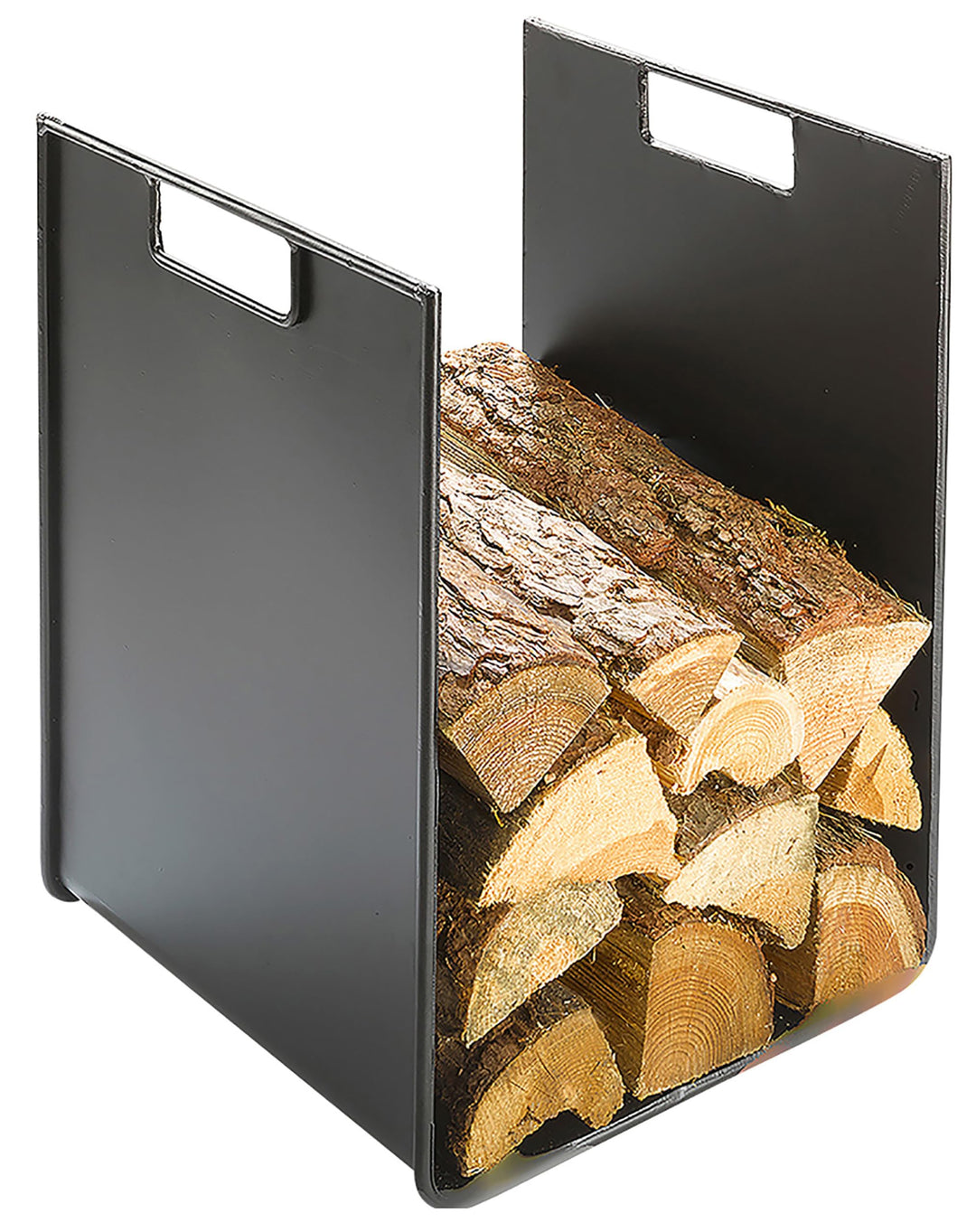Kobolo Modernes Kaminholzregal aus Metall 44 cm hoch schwarz lackiert