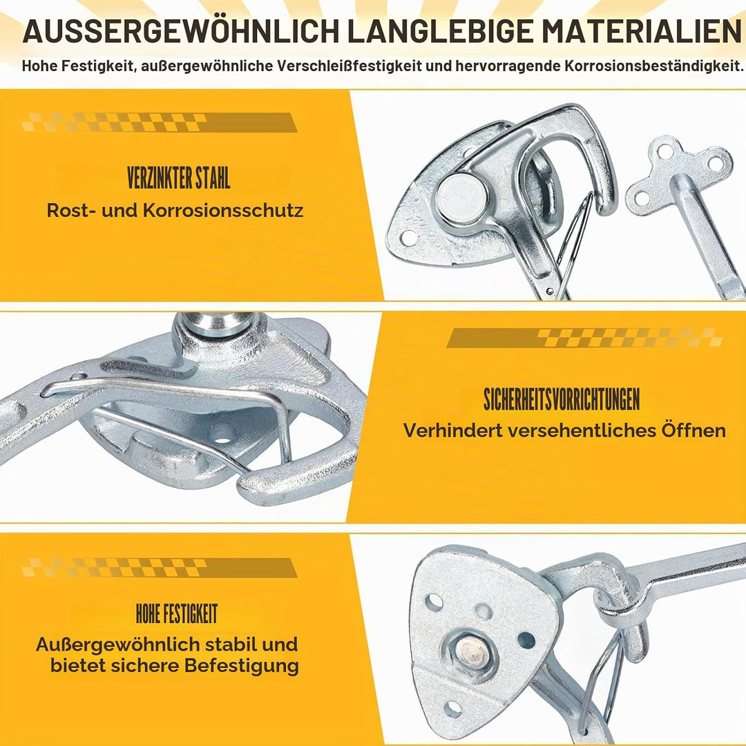 Bordwandverschluss Anhänger 2er Set– inkl. Einfallösen & Gegenhalter, verzinkter Stahl, Robust