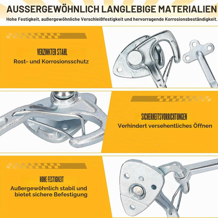 Bordwandverschluss Anhänger 2er Set– inkl. Einfallösen & Gegenhalter, verzinkter Stahl, Robust