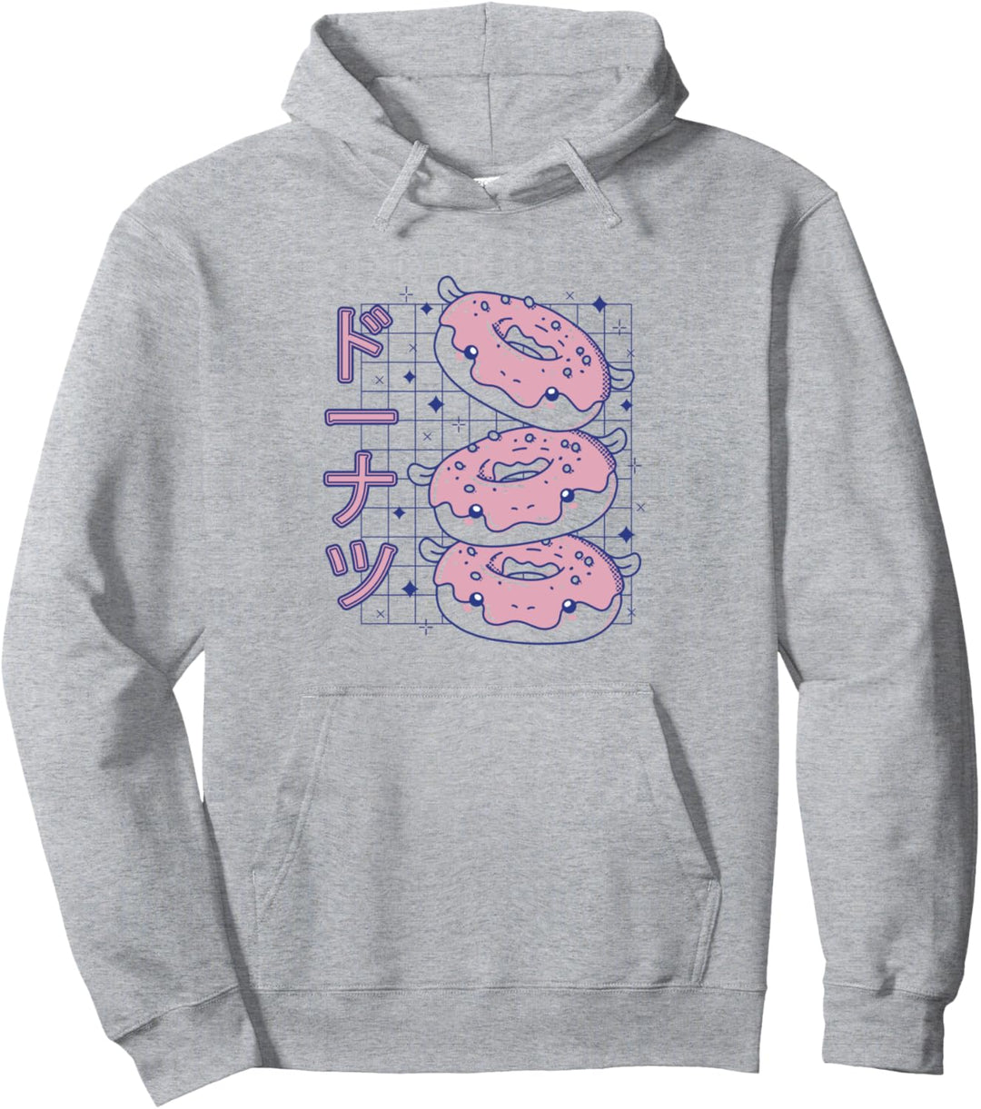 Kawaii Nilpferd Donuts süsses japanisches Grafikfutter Pullover Hoodie