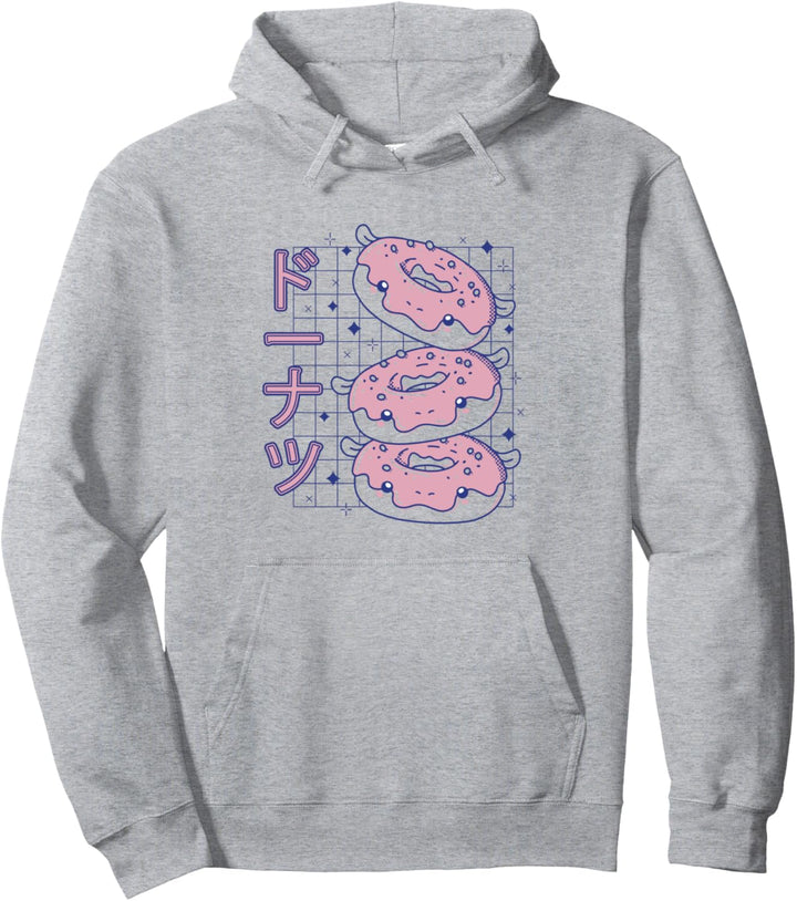 Kawaii Nilpferd Donuts süsses japanisches Grafikfutter Pullover Hoodie
