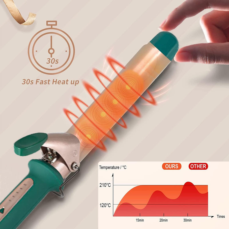 Lockenstab, Haarcurler Keramik Beschichtung, 38mm Lockenwickler, Lockenstäbe mit LCD Display,120 ℃ -
