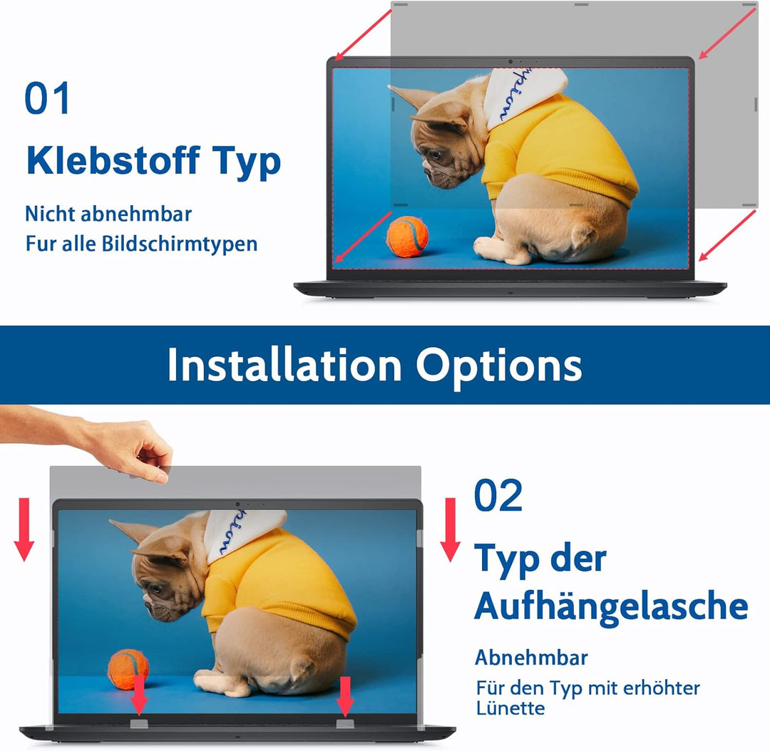 Laptop Sichtschutzfolie 13.3 Zoll, 16:10 Seitenverhältnis Abnehmbarer Sichtschutz Anti Blaulicht Ble
