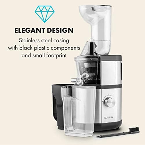 Klarstein Fruitberry, Entsafter, vertikale Saftpresse, extrem feine Edelstahl-Mikrosieb, Slow Juicer