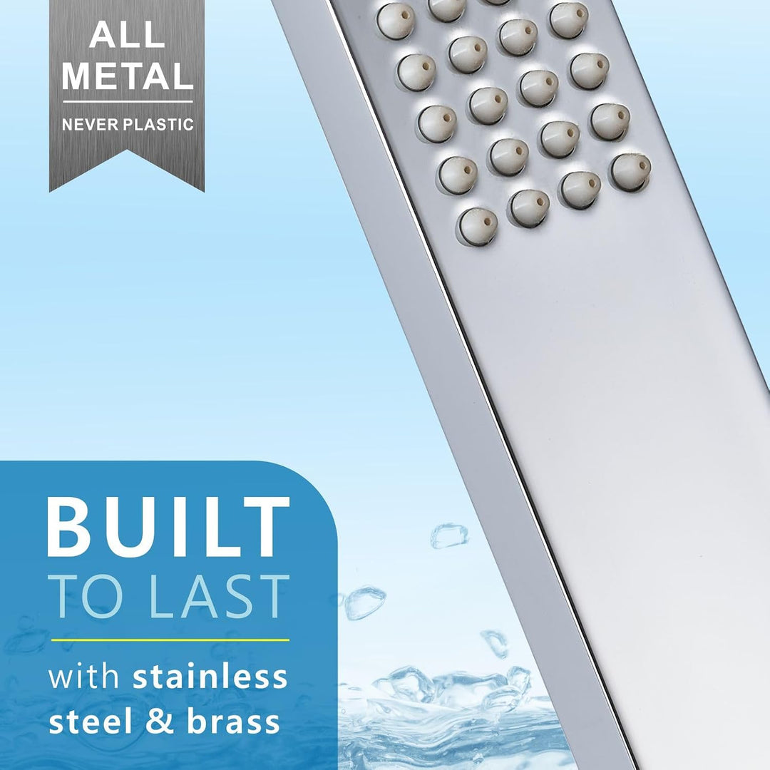 Handbrause Komplett aus Metall, Hochdruck-Duschköpfe von Voolan, Einfache Handbrause aus Chrom mit T