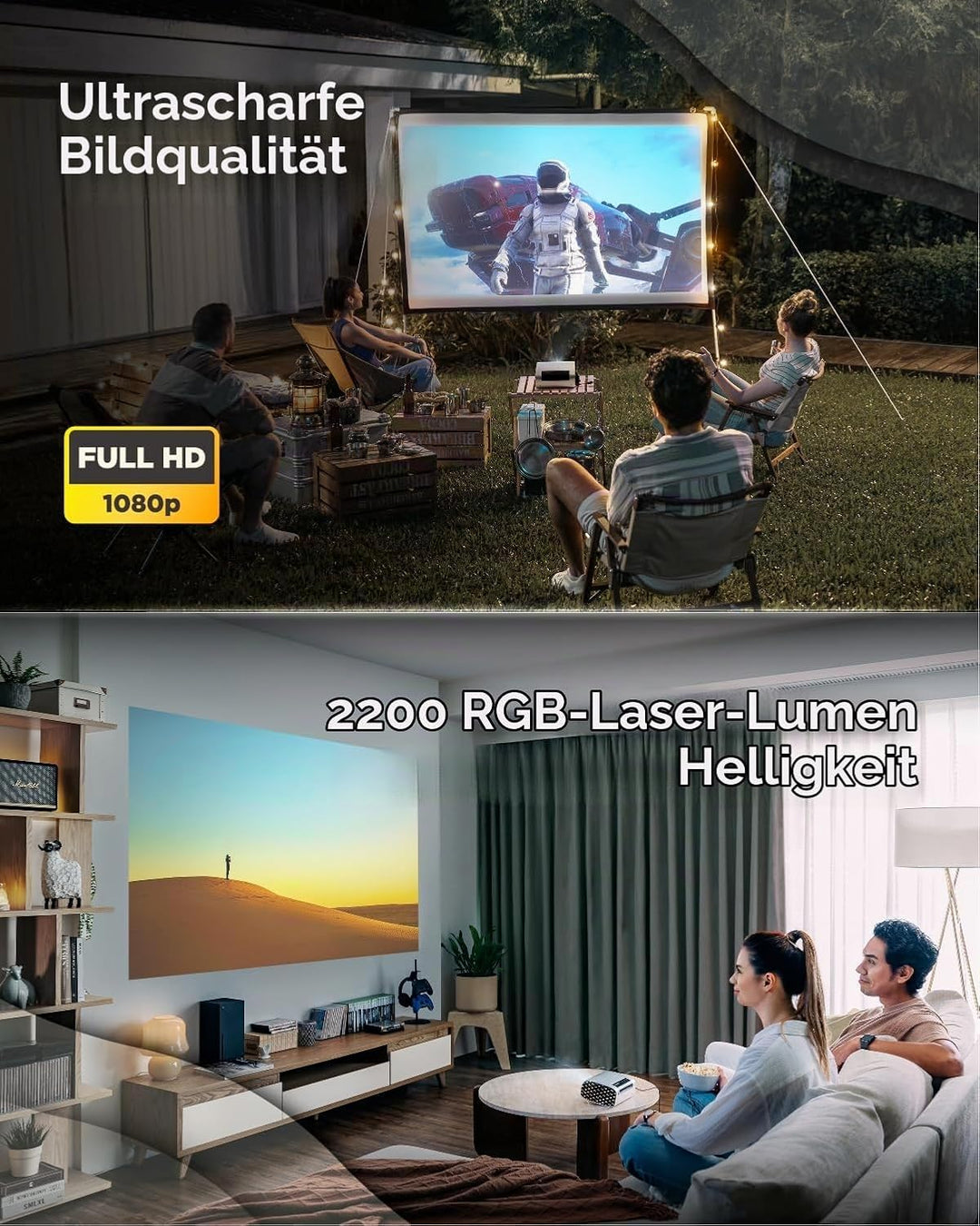 ViewSonic M10 Tragbarer RGB Laser Smart Projektor mit Harman Kardon Lautsprecher, Silber, M10