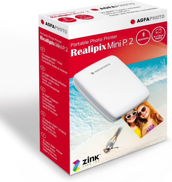 AGFA Photo Mini P.2 – Tragbarer Zink-Drucker für Sofortbilder – Einfach und schnell drucken – 75 × 5