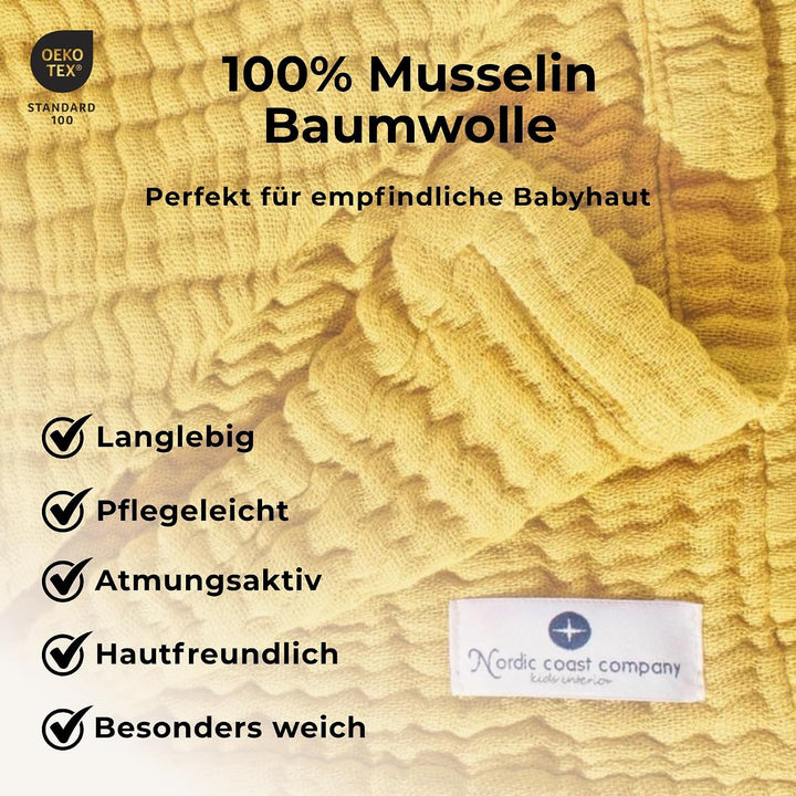Baby Musselin Decke Musselindecke von Nordic Coast Mulldecke Mulltuch Pucktuch Puckdecke Krabbeldeck