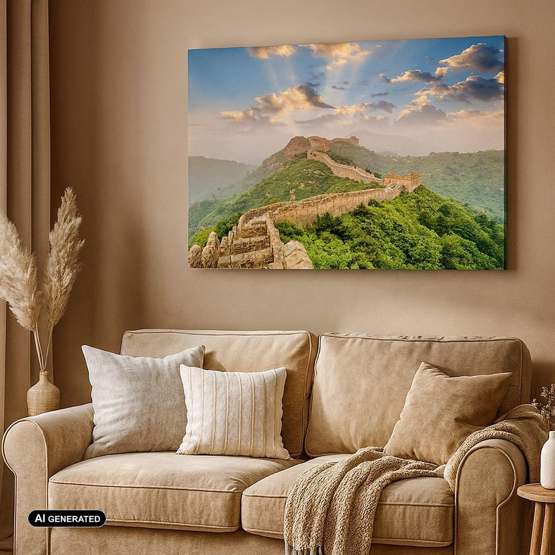 Bilder auf Leinwand 100x70cm Leinwandbild Wand Berg asiatisch china Gross Wanddeko Bild Schlafzimmer