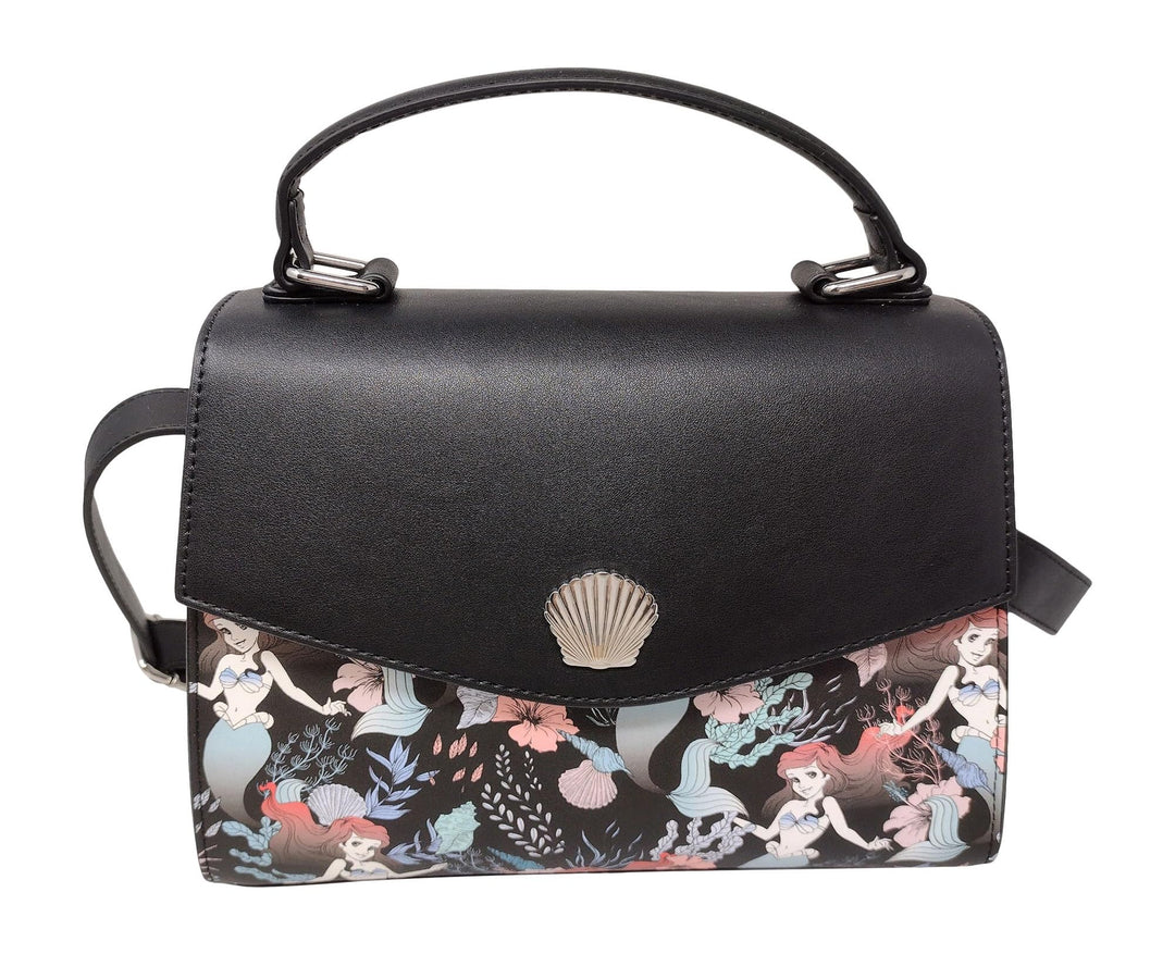 Loungefly Disney The Little Mermaid Ariel Allover-Blumen-Print Crossbody Satchel Handtasche Geldbörs