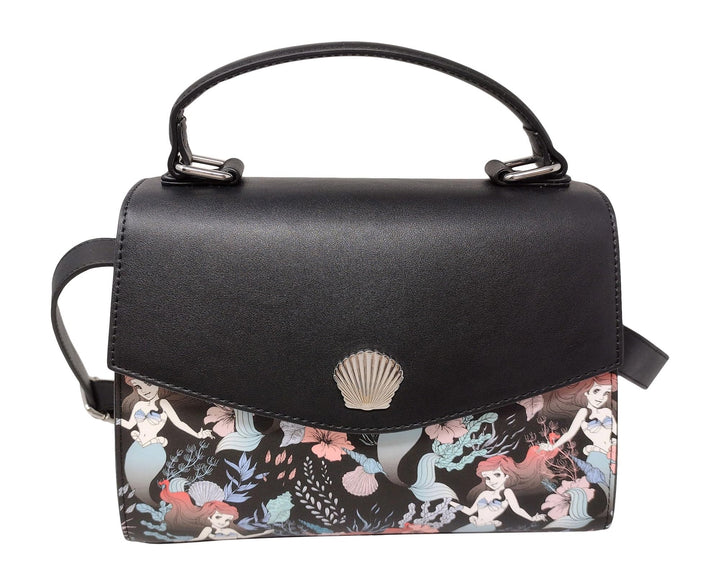 Loungefly Disney The Little Mermaid Ariel Allover-Blumen-Print Crossbody Satchel Handtasche Geldbörs
