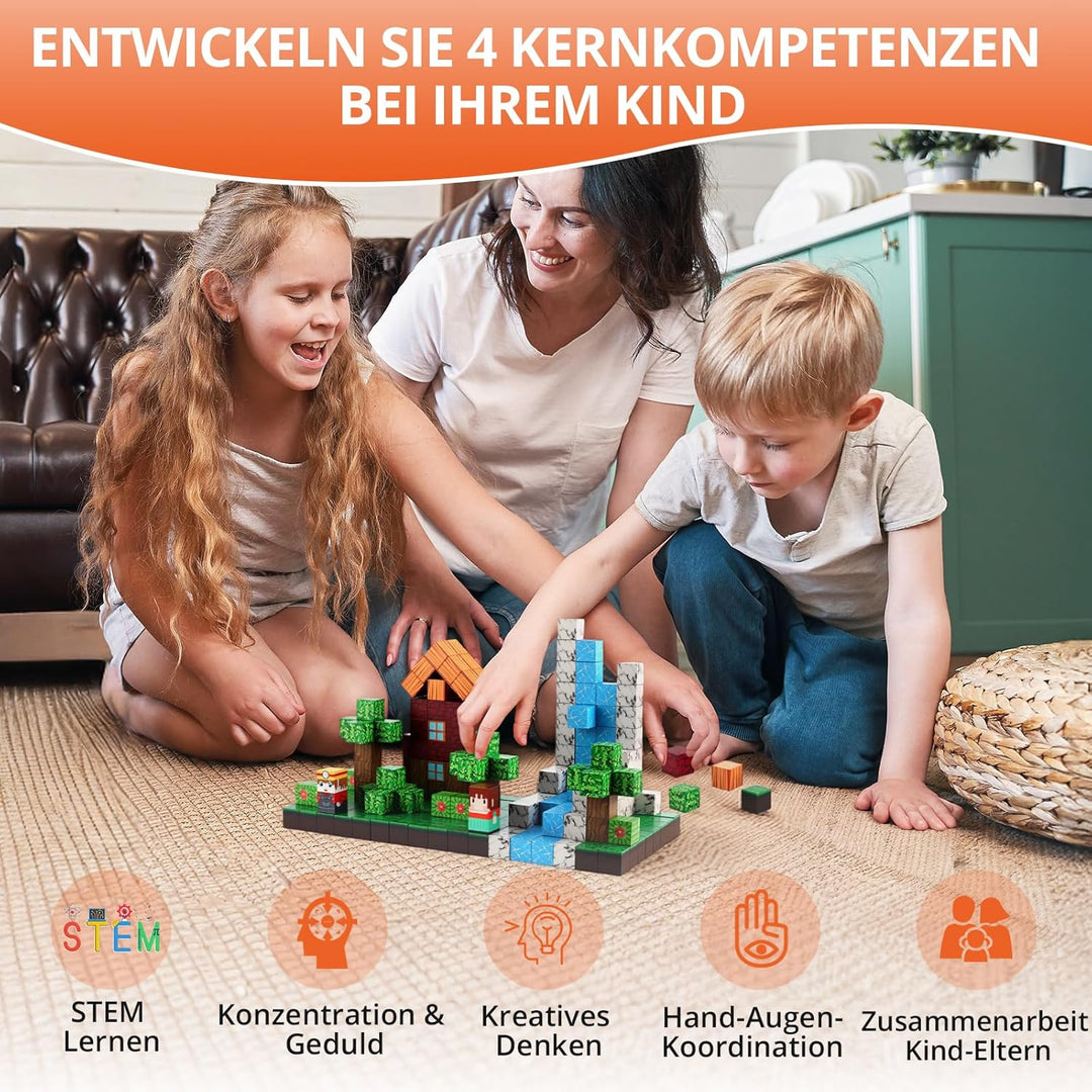 FUNYKICH Magnetische Bausteine, 300PCS Magnetbausteine Bauwelt Magnetspielzeug für ab 3-10 Jahren Ju
