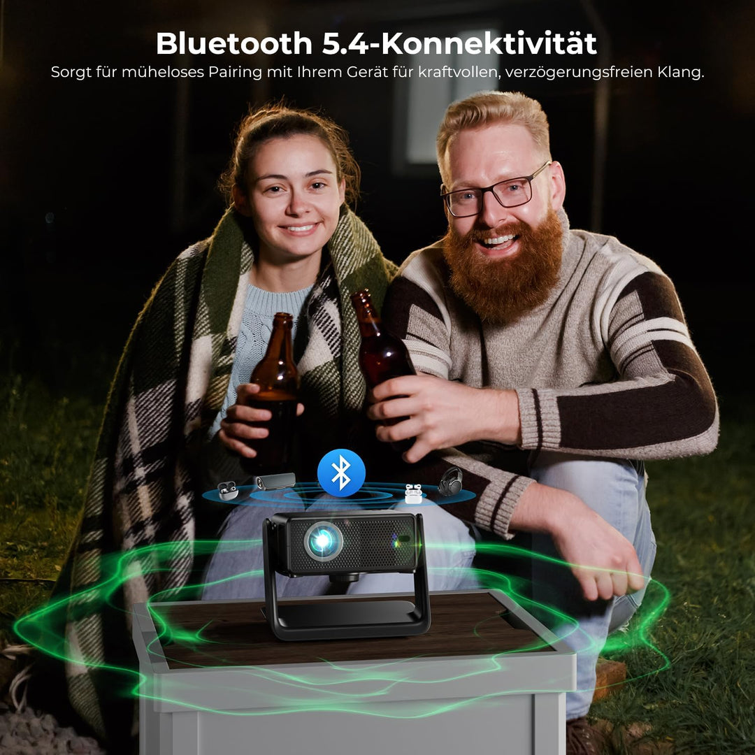 28000 Lumen Smart Beamer, Kompatibel mit Netflix Einyoumily Beamer 1080P, WiFi 6 und Bluetooth, Elek