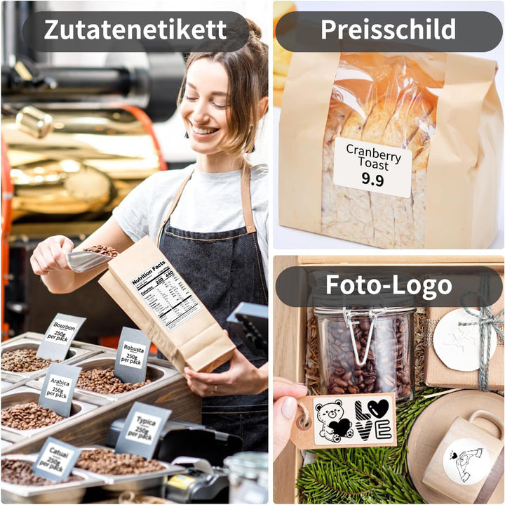 Phomemo M221 Etikettendrucker, 3 Zoll Bluetooth Beschriftungsgerät Selbstklebend Upgrade Label Print