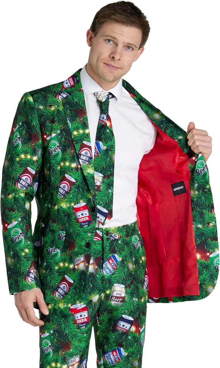 Suitmeister Weihnachtsanzug für Jungen - lustige hässliche Weihnachtskleidung mit echten Lichterner