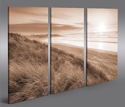 islandburner Bild Bilder auf Leinwand Dünen Sepia Nordseestrand 3p XXL Poster Leinwandbild Wandbild