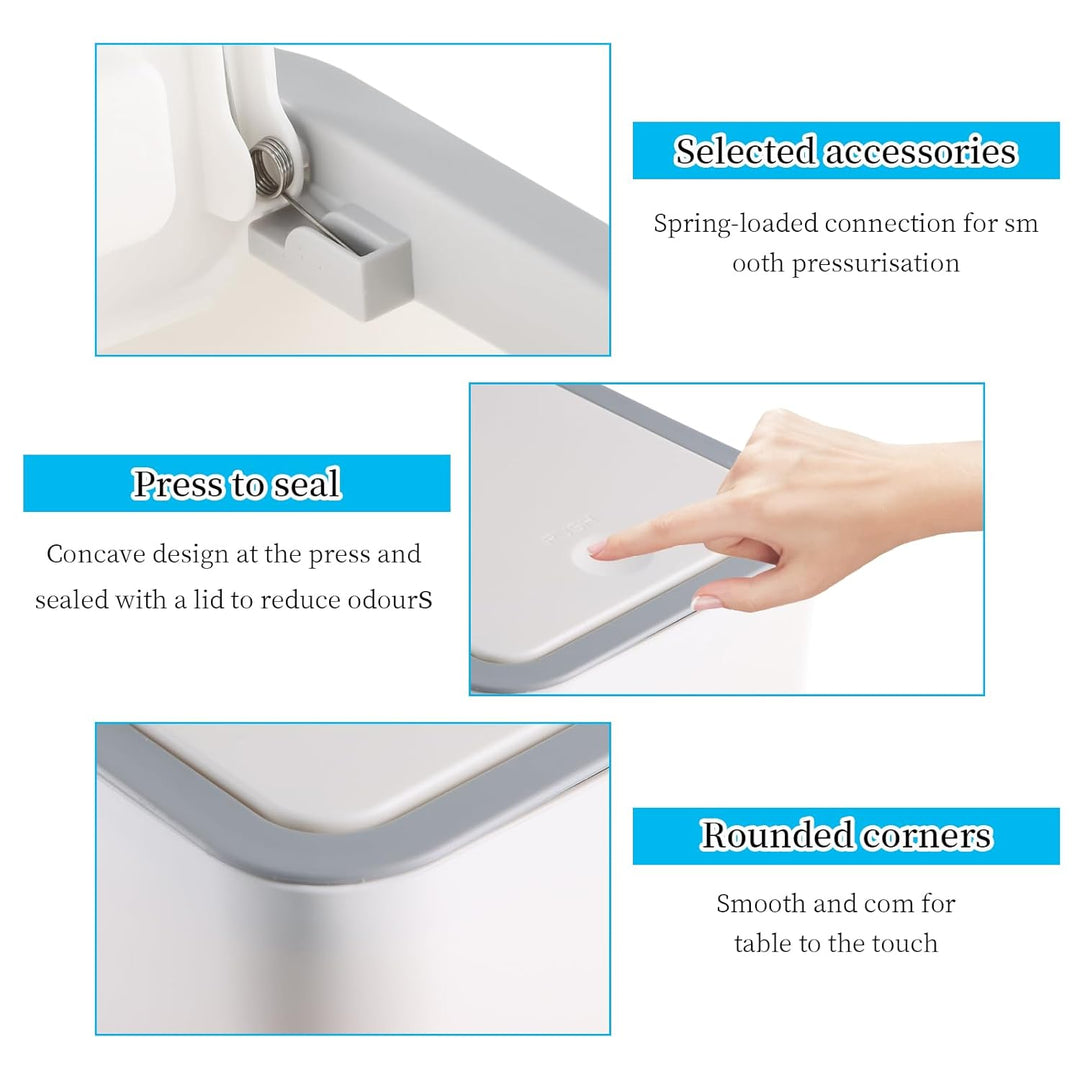 Abfalleimer aus Kunststoff, Mülleimer Bad, 10L Mülleimer Küche, Mülleimer Mülleimer mit 4 Pcs Plasti