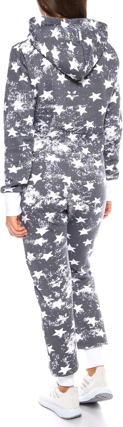 Crazy Age Jumpsuit Strampler Ganzkörperanzug Overall Sternen Kuschelig Warm S Anthrazit, S Anthrazit