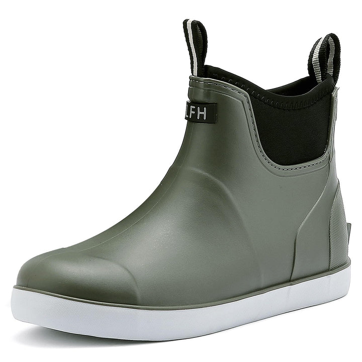Jesindr Gummistiefel Herren, Protective Wasserdicht Anti-Rutsch Stiefeletten, Atmungsaktiv Schwarz C