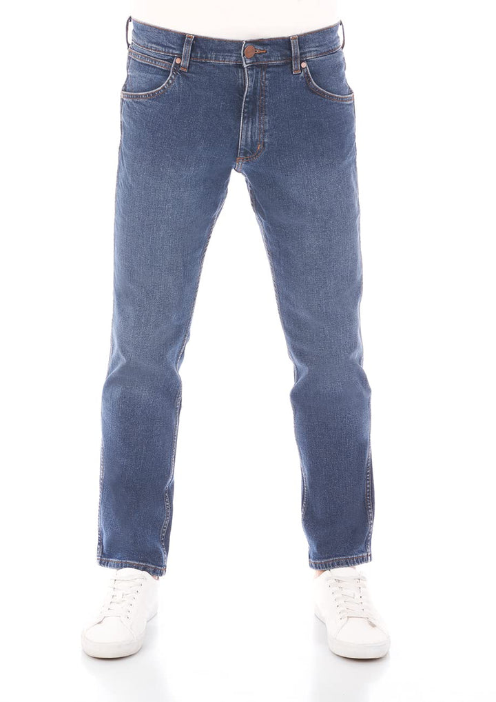 Wrangler Jeans Herren Stretch Regular Straight Fit Greensboro Jeanshose Denim Blau Schwarz 30 31 32