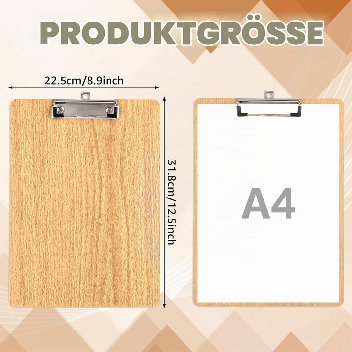 APACALI 10 Stück Klemmbrett A4 Holz, Klemmbrett Holz, Zwischenablage Schreibbrett, Pad Halter Clipbo