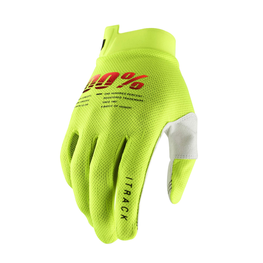 100% iTRACK Handschuhe, Erwachsene (Neon Gelb, Gross), L